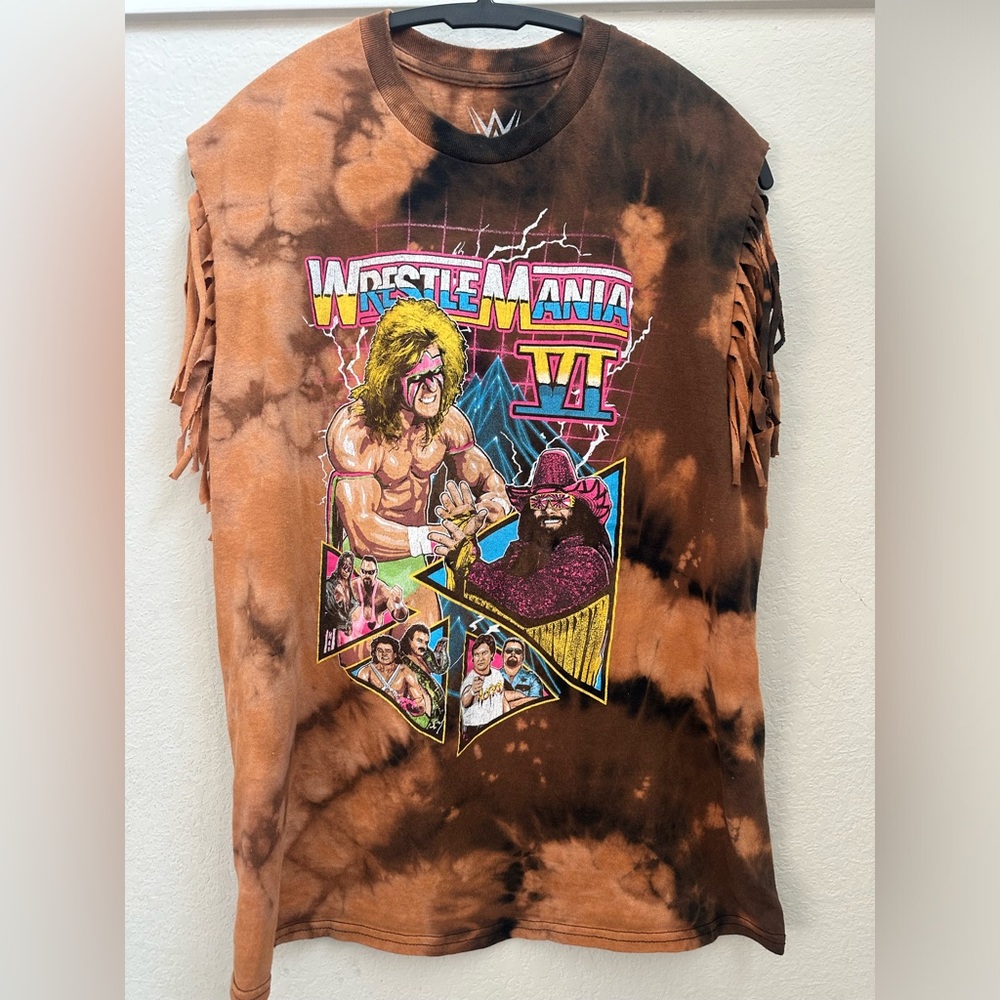 Wrestlemania VI Custom Acid Wash Fringe Muscle Tee